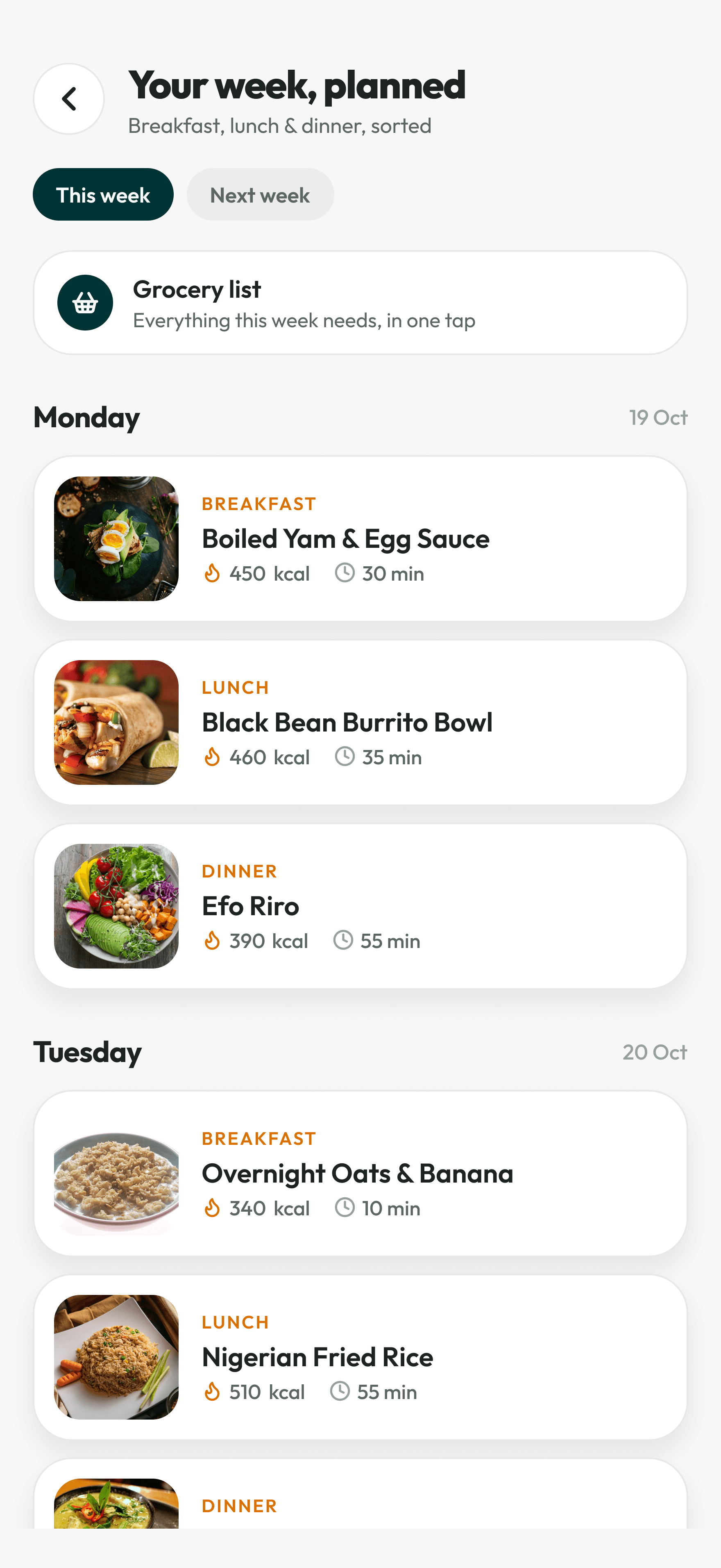 akaani weekly meal plan