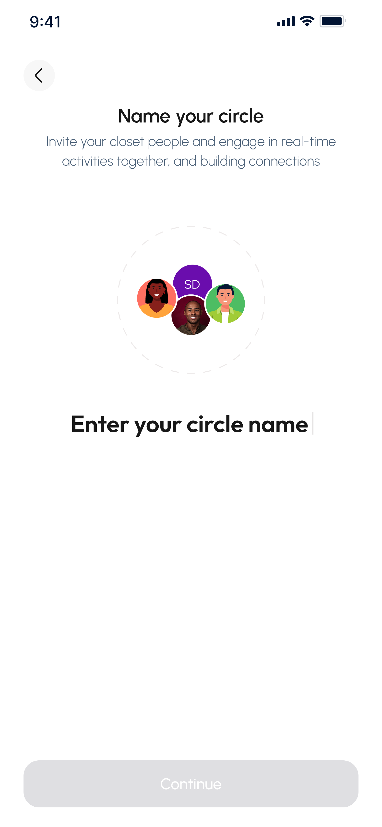 Create group screen