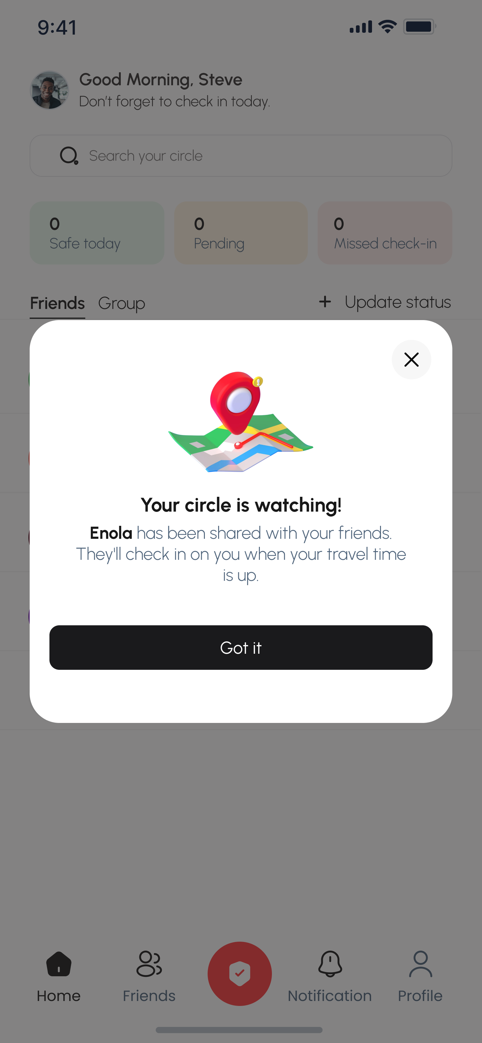 Update status, going somewhere, active state