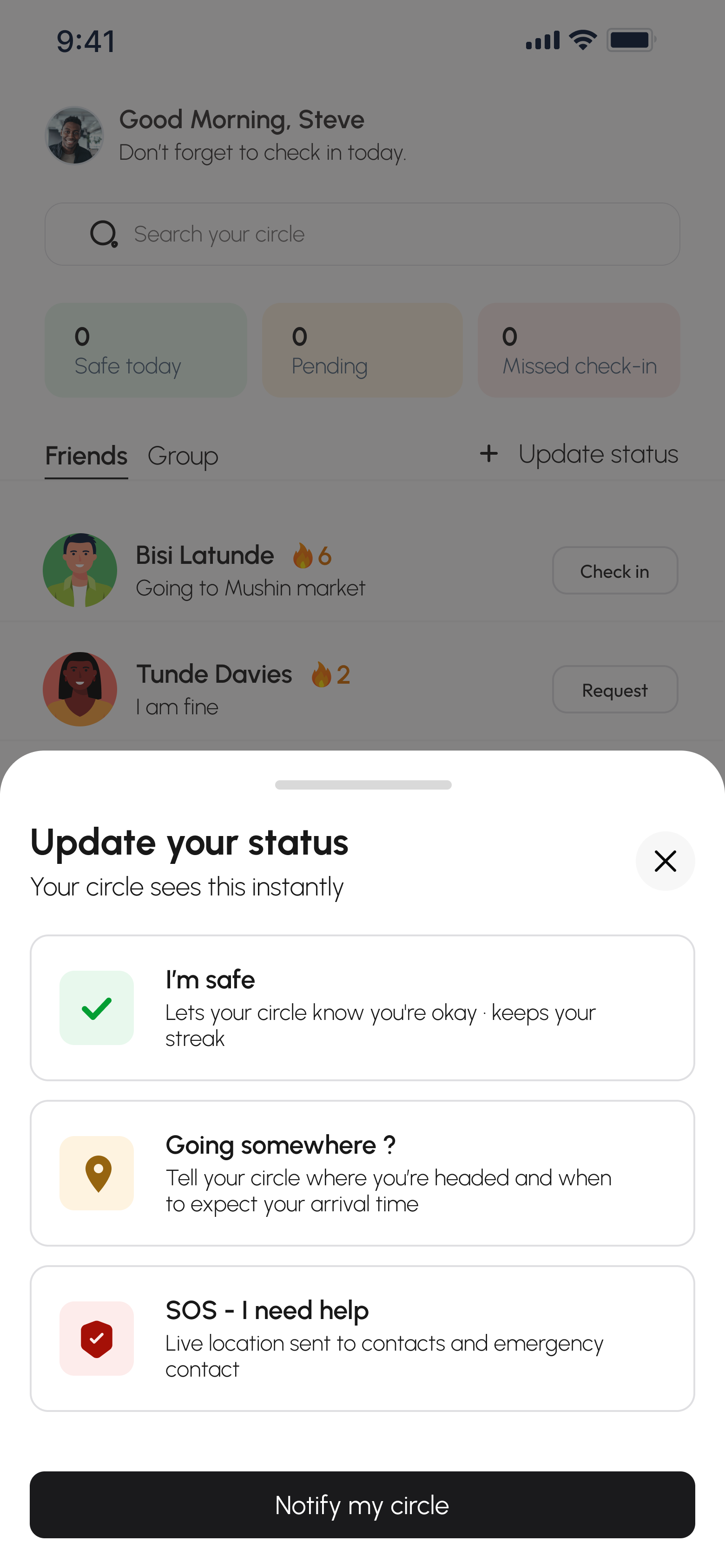 Update status, inactive state